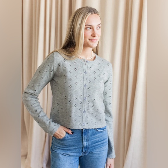 All:Row Sweaters - All:row pointelle cardigan sweater, medium, NWT
